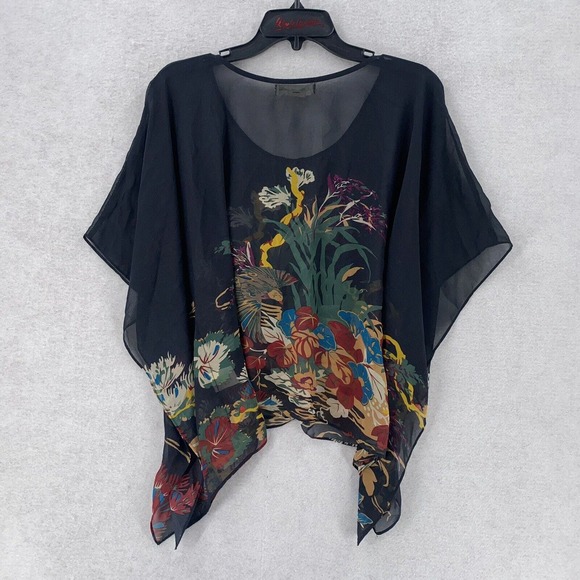 Staring at Stars Women Art To Wear Kimono Cover Up Sheer Chiffon Arm Holes Small - Picture 2 of 8